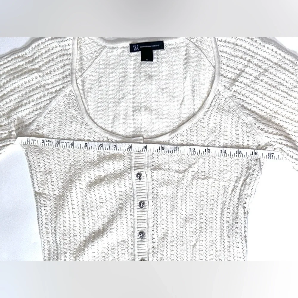 INC International Concepts cream colored short sleeve sweater size medium - Picture 4 of 7